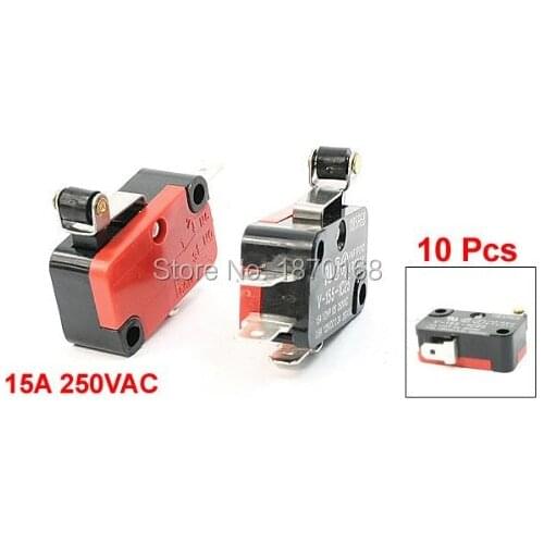 10 Pcs V-155-1c25 15A 250VAC Limit Switch mikro, Pendek rol tuas Arm SPDT aksi jepret banyak