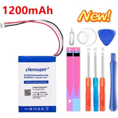 100% Original chensuper NEW 1200mAh Battery For LOGITECH H800 533-000067 AHB472625PST 981-000337 Earphone Headphone Batteries