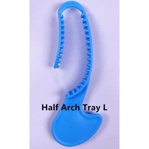 100Pis Denture Tray Dental Impression Trays Quardrant Large Half Denture Bite Registration Net Gauge Blue Disposable Model D