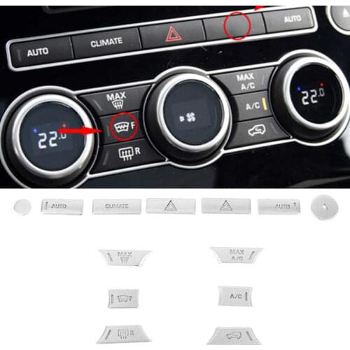 13Pcs Silver AC Button Sticker Air Condition Control Cover Trim Fit for Range Rover Sport 2014 2015 2016 2017 Car Interior Trim