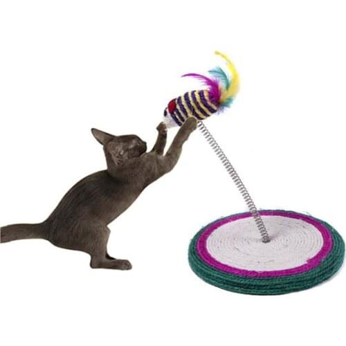 15/18cm Sisal Base Coil Spring Toy Scratching Posts Circle Mouse Ball Toy for Cat Plate Sisal Cat Sticks Toys Pet Climbing Frame