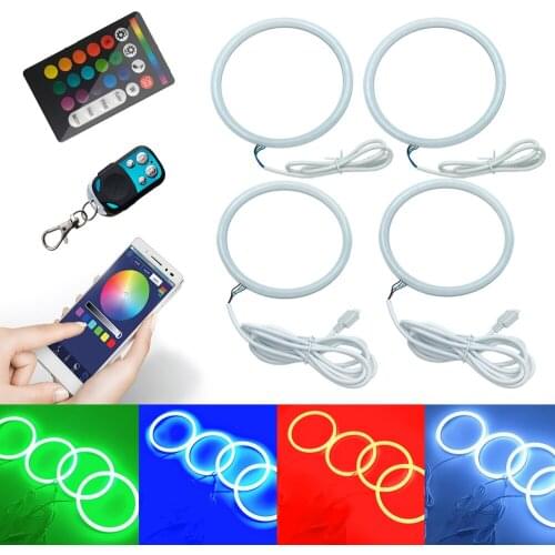 4PCS E30 Car Headlight Decoration Light RGB Angel Eye Matte APP RF Wireless Remote Control FOR BMW E32 E34 5 7SERIES