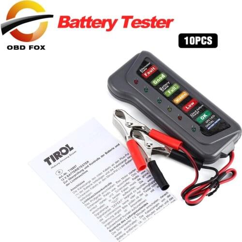 Car Digital Battery Tester Auto Alternator Tester with 6-LED Lights Display Car Styling Battery Diagnostic Tool 10pcs/lot