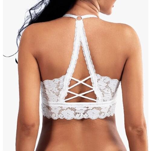 Women Hollow Out Bralette Solid Color Beauty Back Lace Underwear Sexy Vest Female Add pad Wireless Bra Seamless Lingerie