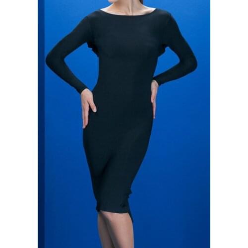 Black Pool Adult Lading Dance Dress V Type Back Double-deck Lotus Leaf Lading Dance Match Skirt W18011