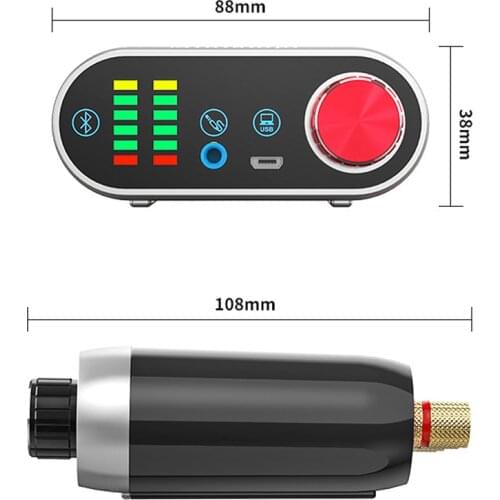 Black Bluetooth 5.0 HiFi TPA3116 Power Amplifier Digital Amp Board 50W*2 Stereo With Audio Indicator Music Spectrum