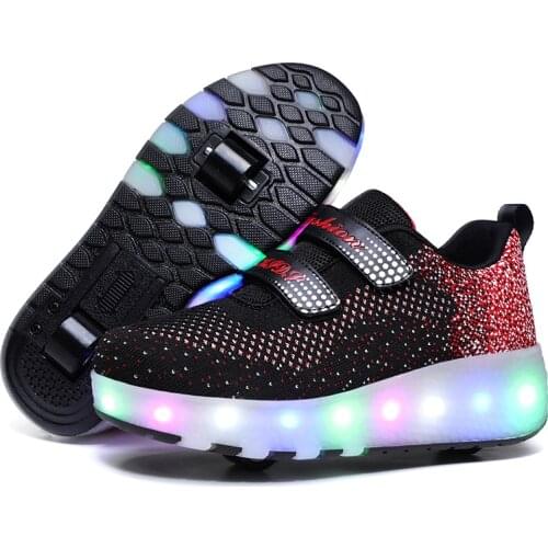 Two Wheels Luminous Sneakers Led Light Roller Skate Shoes for Children Kids Led Shoes Boys Girls Shoes Light Up With wheels Shoe