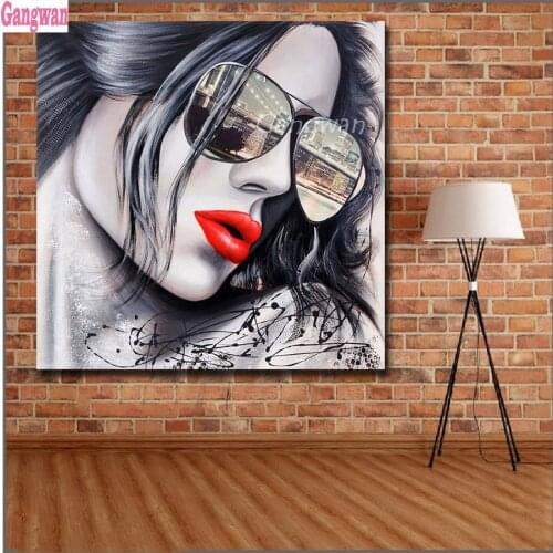 Diy diamond painting Fashion red lips eyes girl full square/round diamond embroidery drill mosaic cross stitch diamond woman art