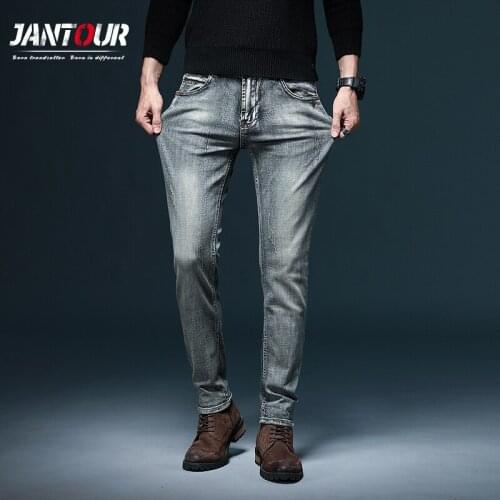 Autumn Winter Men Jeans Slim Fit Cotton Denim Pants Brand Classical Jeans homme Elastic Vintage Long Jeans Men