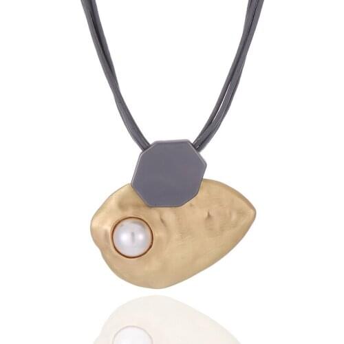 ELOYHI Women Necklace Geometric Top Quality Double Collar Leather Choker For Lady Punk Trendy Neckalce&Pendants Gift