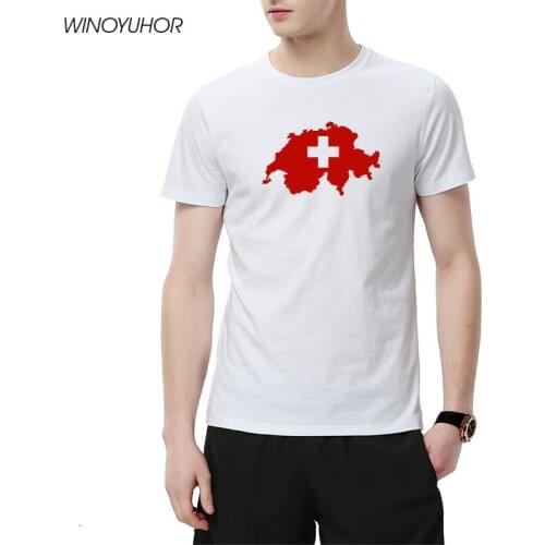 Mens T-shirt Switzerland National Flag T Shirts Cotton Summer Fashion Casual Short Sleeve Hipster Tees Camisetas Masculina