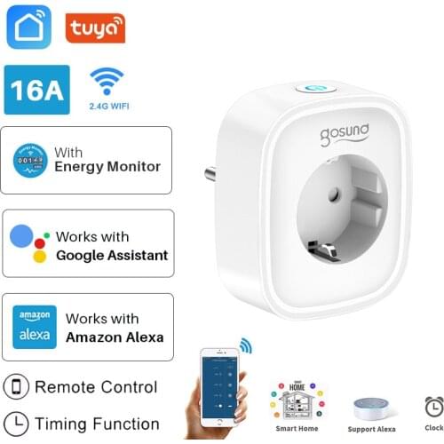Gosund WiFi EU Smart Plug Socket 16A Timing Function Tuya/Smart Life Remote Control Home Appliances Works With Alexa Google Home