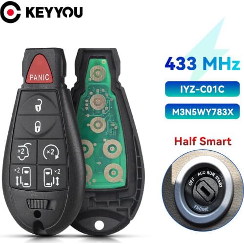 KEYYOU Car Key M3N5WY783X IYZ-C01C 433Mhz Fob 7 6+1 Buttons For Dodge Caravan Chrysler Town Country Jeep Remote Key Uncut Blade