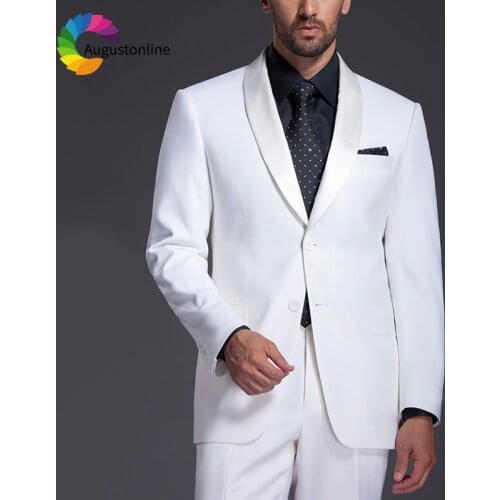 White Shawl Lapel Men Suit Wedding Suits For Man Prom Blazer Slim Fit Formal Tailored Tuxedo Best Man 2 Pieces Terno Masculino