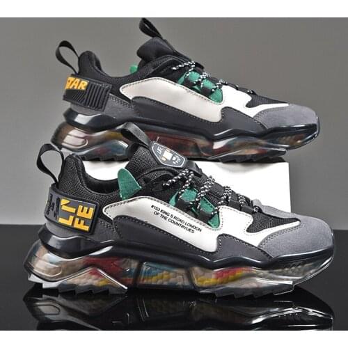 Trendy Running Shoes Men Luminous Old Daddy Shoes Outdoor Male Jogging Sneakers High Quality Popcorn Bottom Street Basket Homme