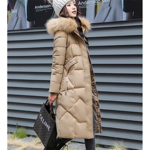 2021 Winter Fashion New Mid-Length Plus Size Women Clothing Big Fur Collar Hooded Thick Warm Cotton Jacket Trend H058