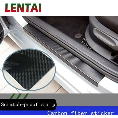 LENTAI For Renault megane 2 3 duster captur clio 4 Fiat 500 Jaguar 4PC Car Door Plate Stickers Carbon Fiber Anti Scratch Decal