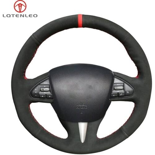 LQTENLEO Black Suede Car Steering Wheel Cover For Infiniti Q50 Q50L 2013 2014 2015 2016 2017 QX50 2015 2016 2017