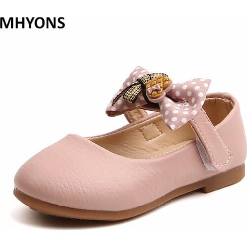 MHYONS 2020 NEW Girls bow round leather shoes children princess shoes students dance performance shoes Kids shoes girl shoes
