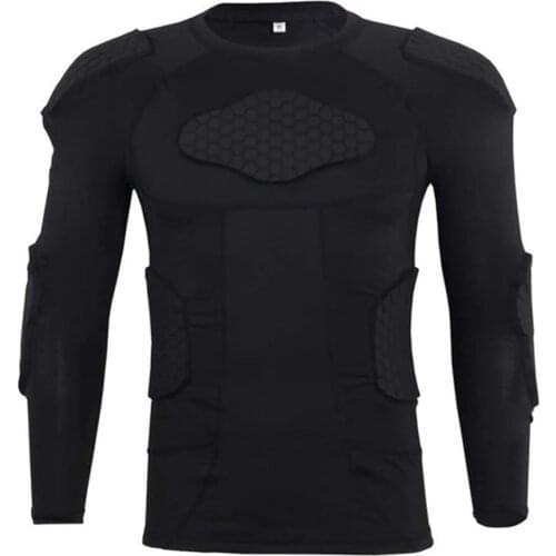 2021 Mens Padded Compression Shirt Protective Long Sleeve Shoulder Rib Chest Protector Suit for Football Paintball Baseball