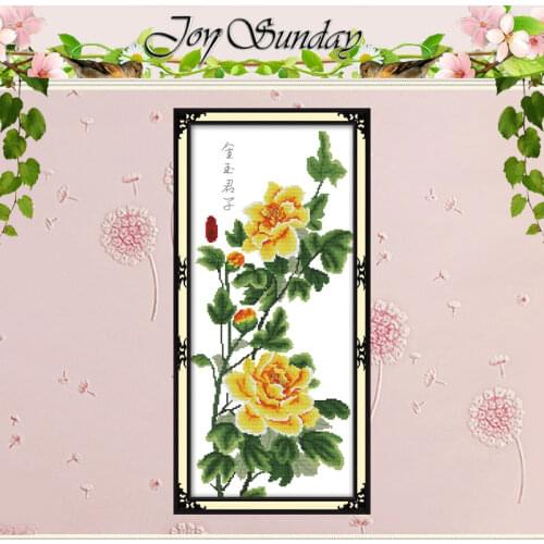 Golden Flower Patterns Counted Cross Stitch 11 14CT Cross Stitch Sets Wholesale Chinese Cross-stitch Kits Embroidery Needlework