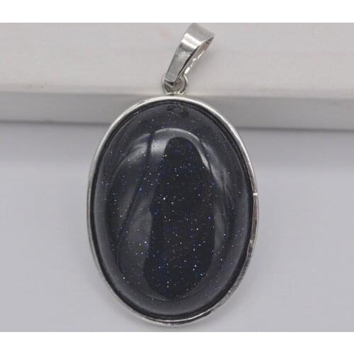 Natural Blue Sandstone Bead Oval GEM Pendant Jewelry S935