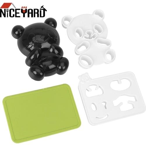 NICEYARD 4 in 1 Baby Panda Sushi Mold DIY Panda Onigiri Rice MakerToast Cutter Mold Dry Roasted Seaweed Cutter Set