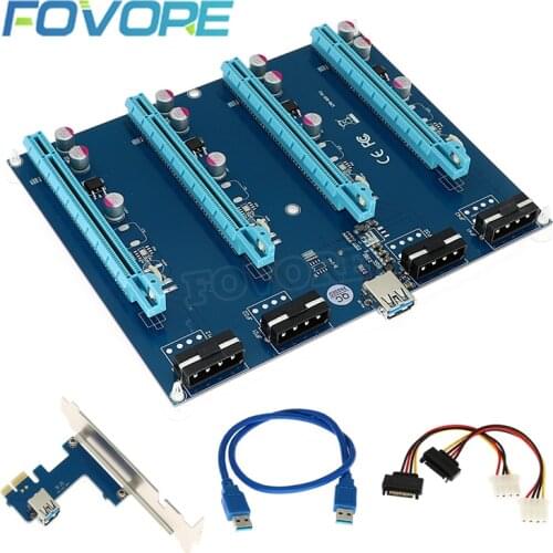 New PCI-Express PCIe 1 to 4 PCI express 16X slots Riser Card PCI-E 1X to External 4 slot Adapter PCIe Port Multiplier for Mining
