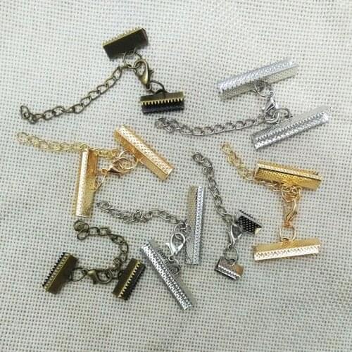 Crimping ends caps lid flat lobster clasps leather rings Extension cord chain tail Chain Ring Rope Necklace Connectors