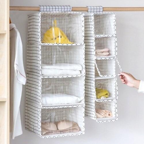 Wardrobe Storage Bags Multi-layer Hanging Organizer Cotton and Linen Organizadores De Closet Household Dustproof Organiser