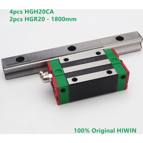2pcs ORIGINAL Hiwin HGR20 Linear Guide Rails 1800mm + 4pcs HGH20CA linear carriage slide blocks For CNC