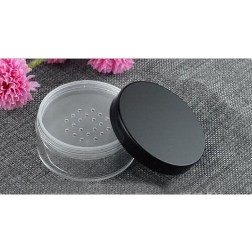 50g Plastic Loose Powder Jar with Sifter Empty Cosmetic Container Black Matte Cap Makeup Compact
