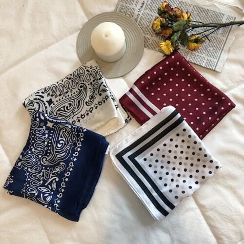 70X70CM Spring Summer Dot Stripes Srinting Women Silk Shawls Scarf Classic Satin Square Ladies Scarves Foulard Hair Scarf Wraps