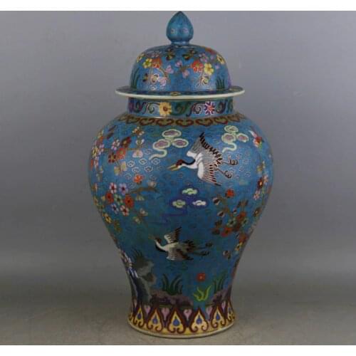 Qing Dynasty Qian Long Enamel Pure Handmade Filigree Birds Flowers Antique Chinese Ceramic Ginger Jar