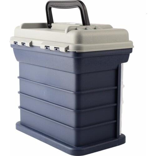Fishing Box 4-storey Roller Box Tool Box Fishing Box Fishing Tank Road Sub-fishing Box Suitcase Blue/Gray Buckle Fishing Toolbox