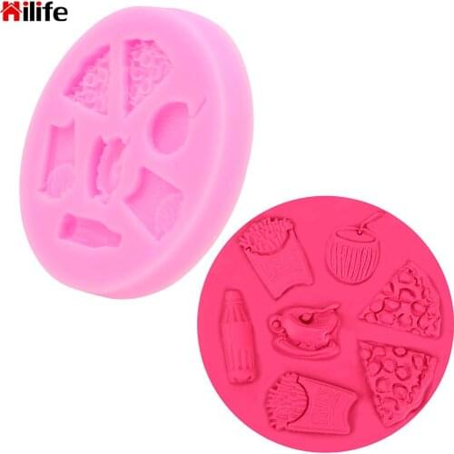 DIY Cake Chocolate Mold Silicone Mold Wedding Cake Decorating Tools Pizza French Fries Coke Coffee Chocolate Party