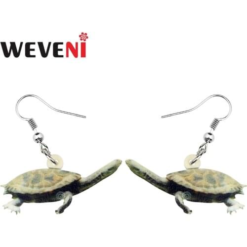 WEVENI Acrylic Precious Chelodina Reimanni Earrings Dangle Drop Unique Animal Jewelry For Women Girls Charm Gift Decoration