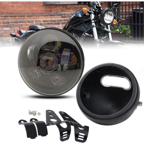 DOT 5.75" 5-3/4 Motorcycle LED Headlight With Headlamp Shell Bucket Housing Mount Bracket Black 45W
