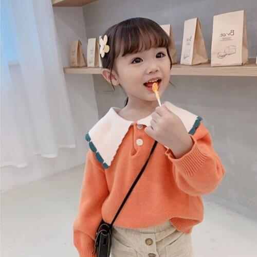 Girl Sweater Kids Baby Outwear Tops 2021 Orange Thicken Warm Winter Autumn Knitting School Sport Pullover Children Clothing