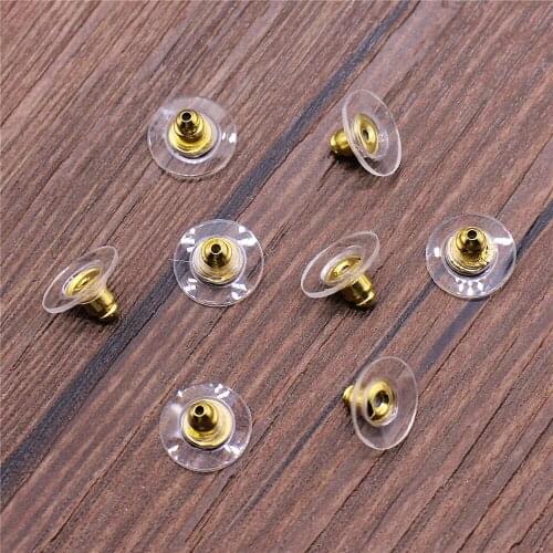 100pcs 2 Colors Gold And Silver Color Earring Back Stoppers Ear Post Jewelry Findings & Components DIY Jewelry Accessories
