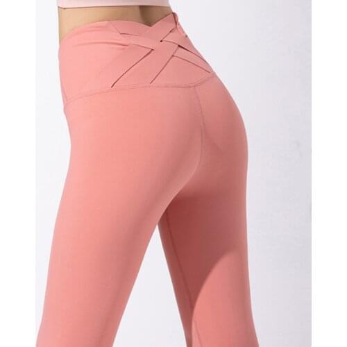 Women Stretch Leggings Cross Waist Sports Leggings Scrunch Butt Lightweight Align Yoga Pants Gym Leggings Quick Dry Fitness Pant