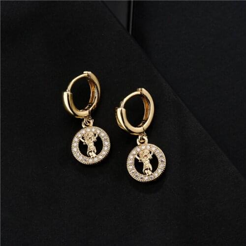NEWBUY Fashion Gold Color Copper Earrings Luxury Cubic Zirconia Geometric Dangle Earring Hot Sale Female Party Jewelry Gift