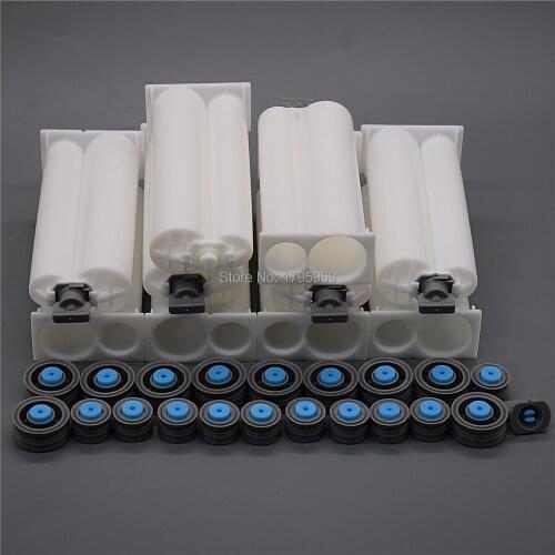 10pcs 50ml 1:2 Cartridge Empty Dual-Barrel AB Mixer Tube with Sealing Pistons Set for Adhesives Dispenser 50ml 1:2 AB Glue Gun