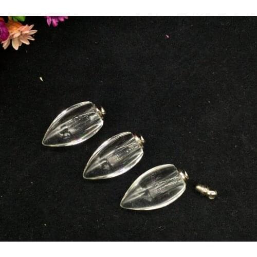100pcs/lot Transparent water drop Crystal Rice Vial Pendant oil pendant SCREW CAP, Art Rhinestone Essential oil necklace pendant