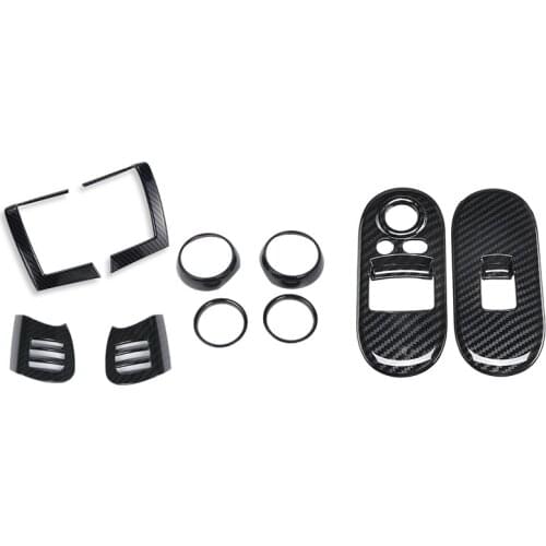 2Pcs Door Window Control Covers & 8Pcs Dash Air Vent Cover For Mini Cooper F55 F56 F57 Carbon Fiber Interior