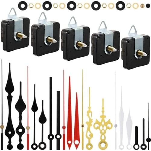 5 Pcs DIY Quartz Clock Movement Mechanism Repair Parts Replacement with 7 Different Pairs Clock Hands and Motor Kit