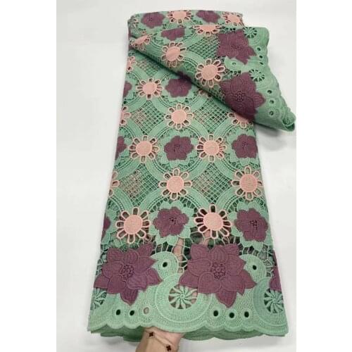 5yards/pc) High quality mint green African cord lace fabric multicolored water soluble lace for party dress WJY018