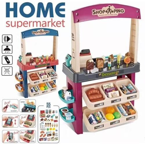 55pcs Pretend play Scan Ice cream Table Cashier Swipe ABS boys girls gift holidays Birthday Simulation GIFT Supermarket Home