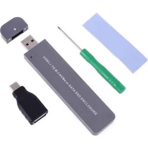 Type C USB 3.1 to M2 NVME SATA SSD Enclosure Adapter for PCIE NGFF Disk Box M.2 T3LB