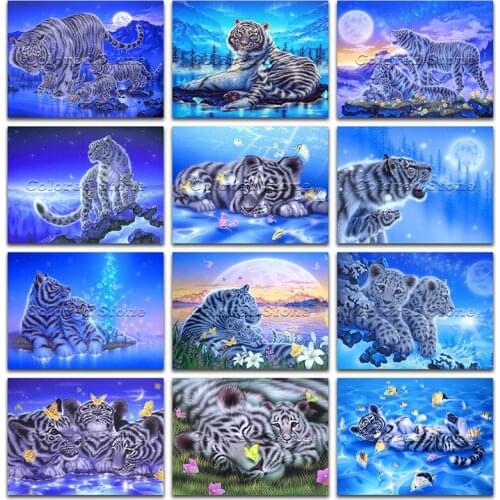 New Diamond painting Animals Moonlight tiger leopard sea butterfly 5D DIY Full Square Drill embroidery Cross stitch mosaic 1066